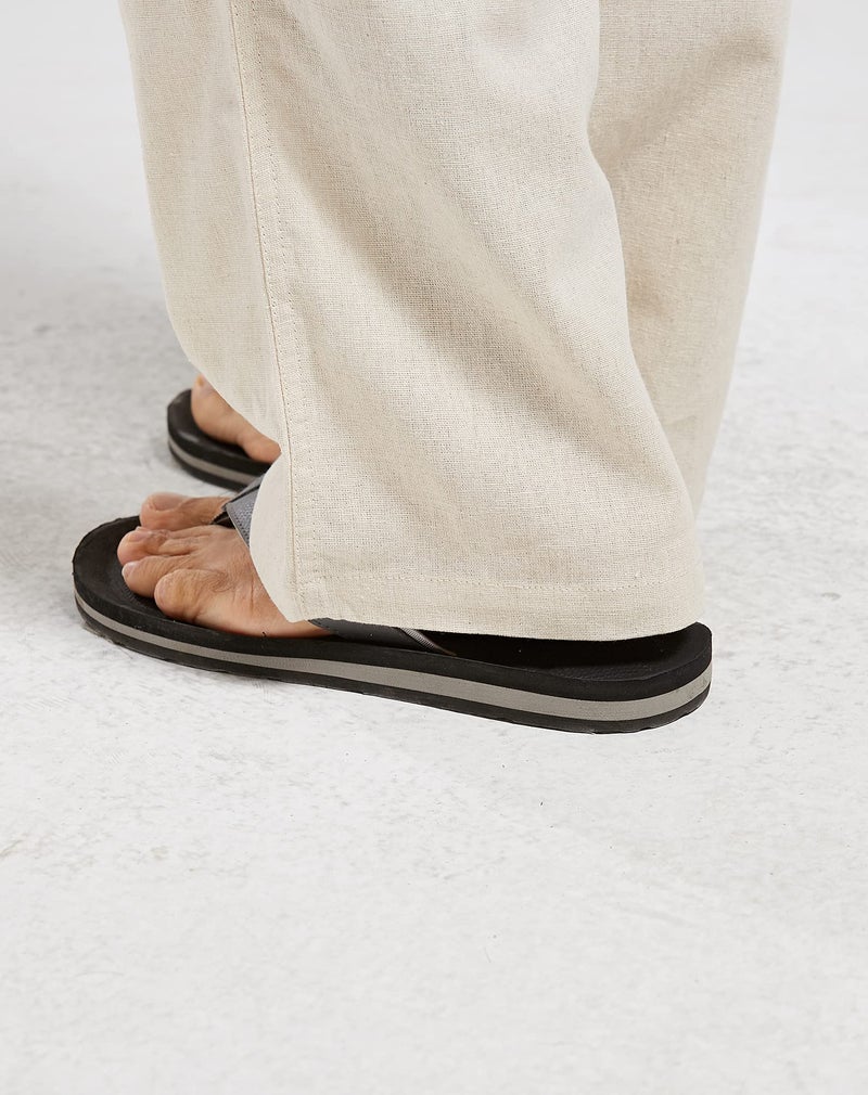 utcoco Qiuse Men's Casual Loose Fit Straight-Legs Stretchy Waist Beach Pants (Medium, Beige) - Image 5
